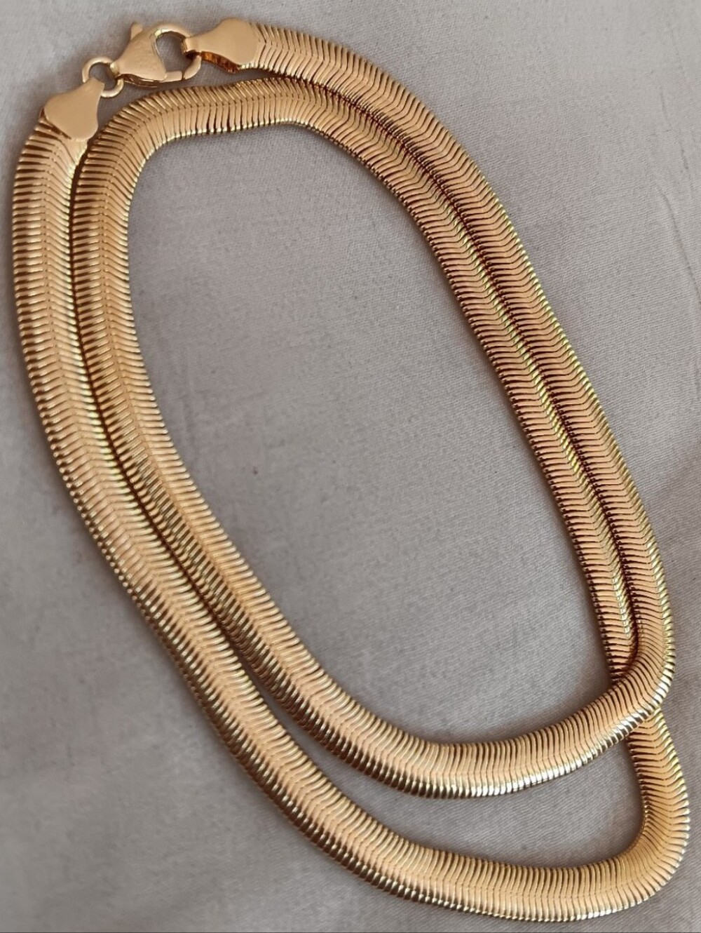 Gold Herringbone 18" Chain Necklace -Men or Women Jewelry